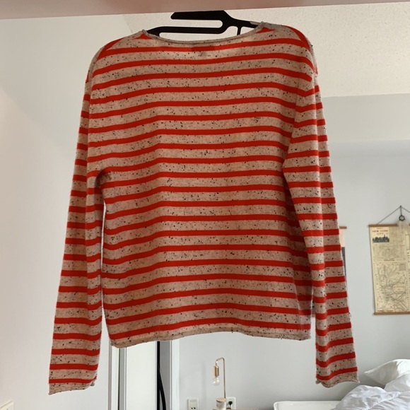 LINE - 100% cashmere sweater - red /grey line details - Picture 2 of 5